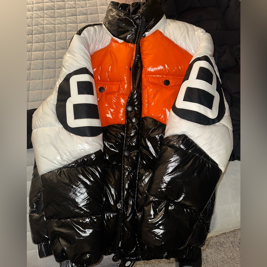 Bold Black And Orange Puffer Jacket